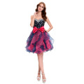 Hot Sale Stock bretelles Organza Sequins robe de bal courte robe de soirée CL4976